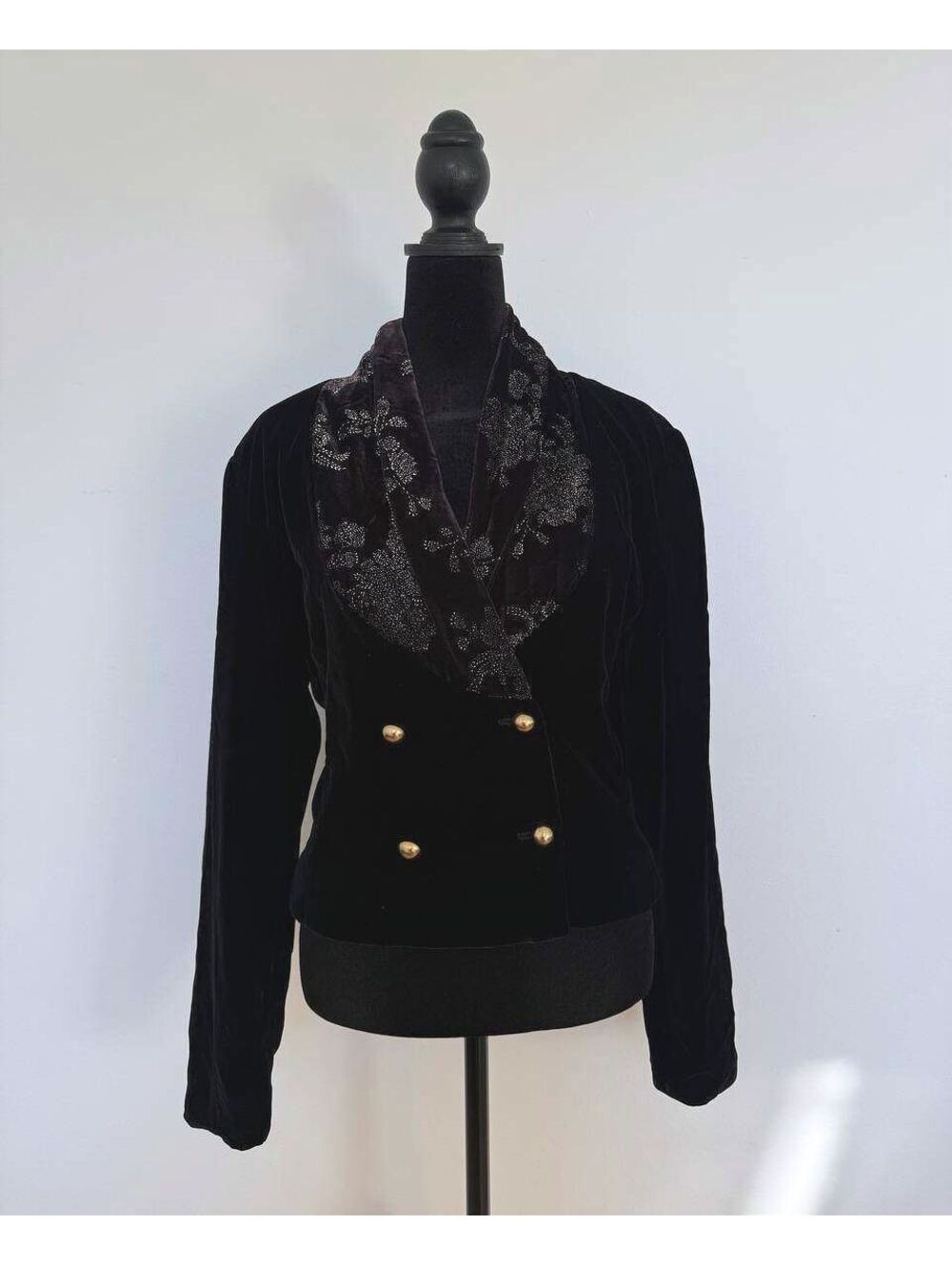 Vintage Jacob Velvet Blazer Gold Buttons Whimsigoth Dark Academia, XS/S